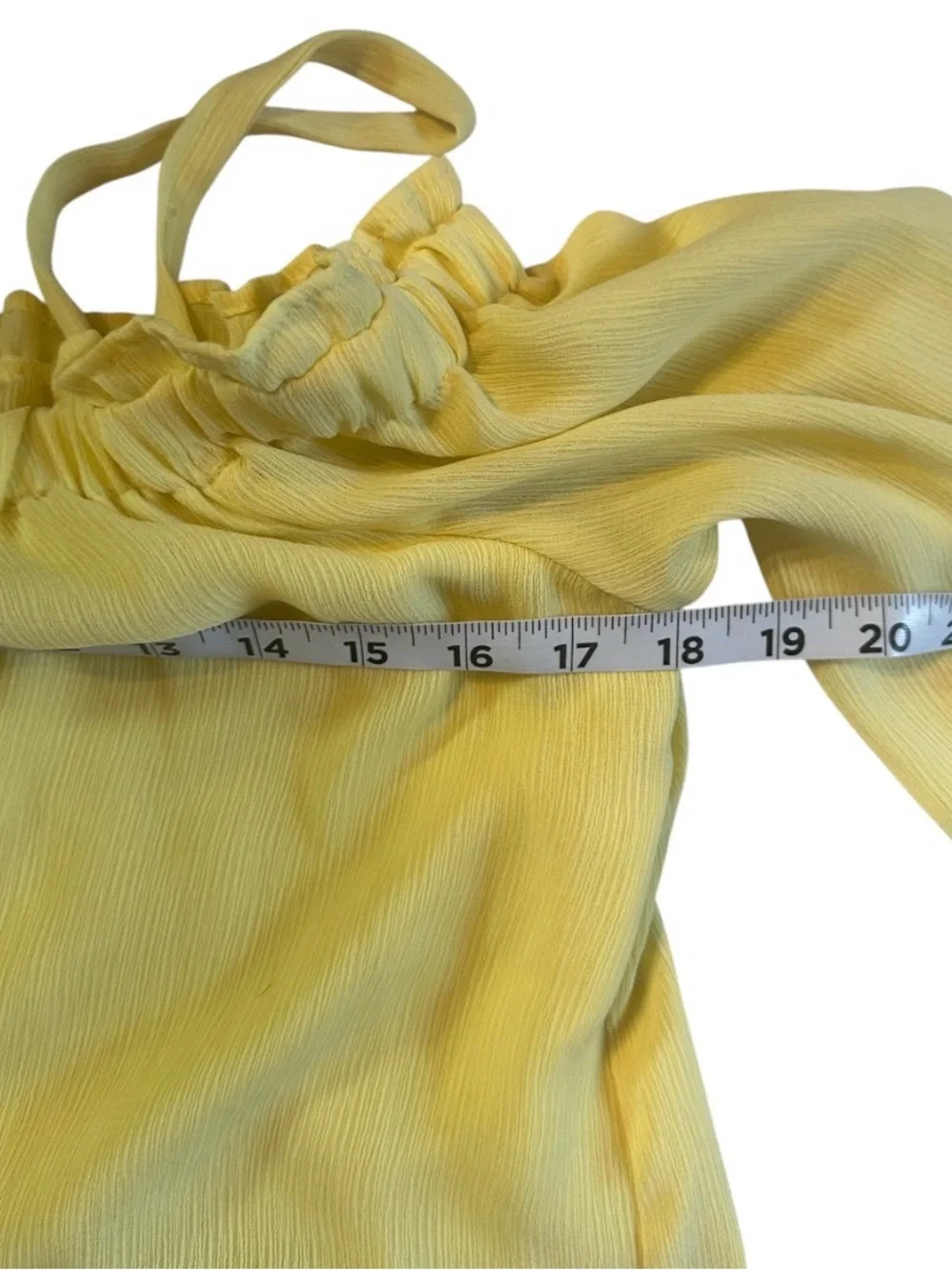 AS U Wish Butter Yellow Off Shoulder Dress Scallop Hem Chiffon Mini Dress Size S